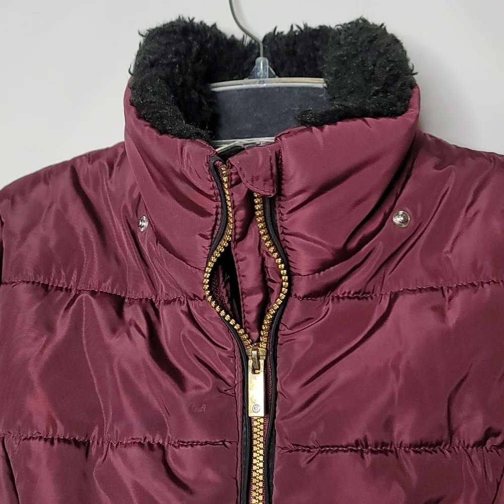 London Fog youth purple faux fur zip up puffer jacket sz Large youth (14-16)
